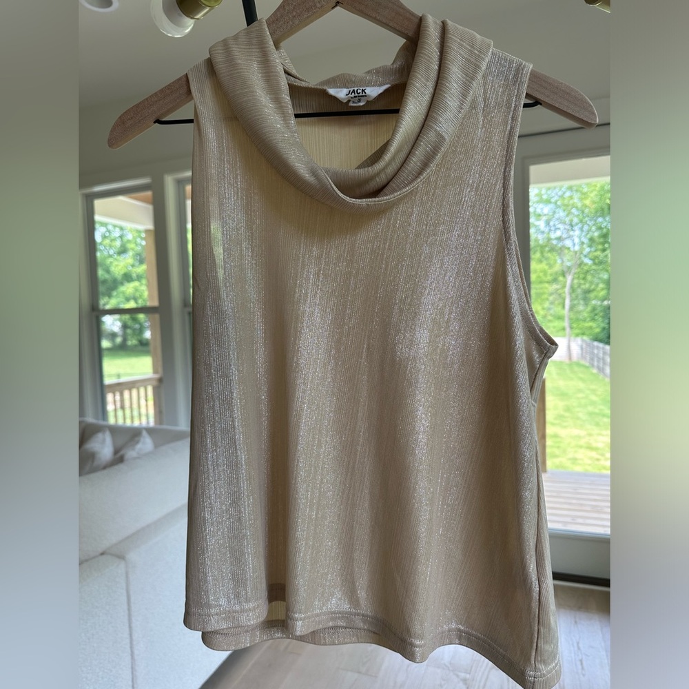 Size small sheer champagne colored cowl neck blouse like new never worn